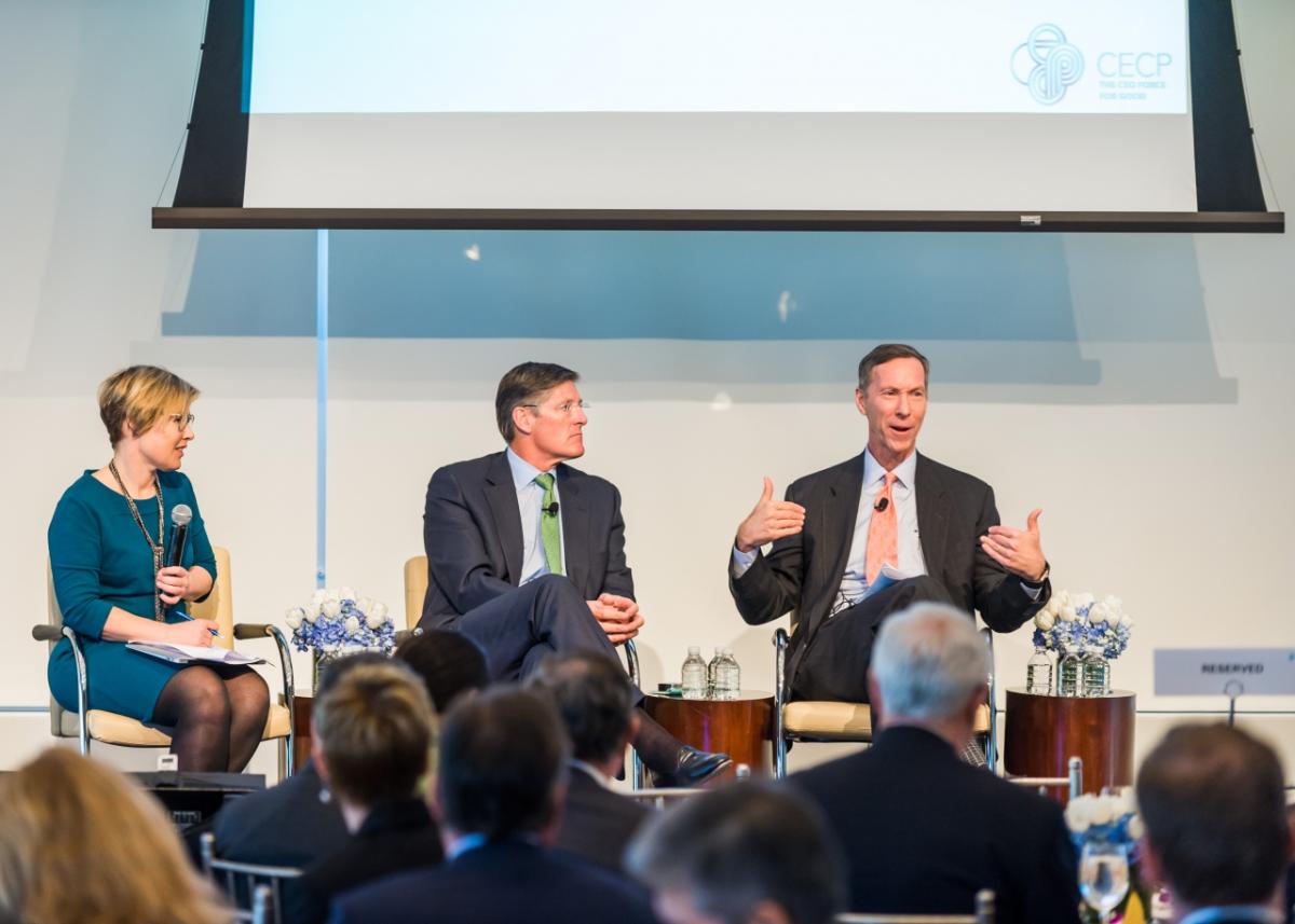 Gillian Tett, US Managing Editor of the FT; Mike Corbat, CEO of Citi, and Bill McNabb, Chairman of Vanguard at CECP's 2017 Board of Boards in NYC