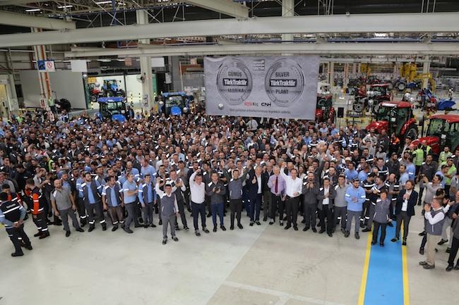 The CNH Industrial employees at the CNH Industrial Joint-Venture plant in Erenler, Turkey celebrating achieving Silver Level designation in World Class Manufacturing