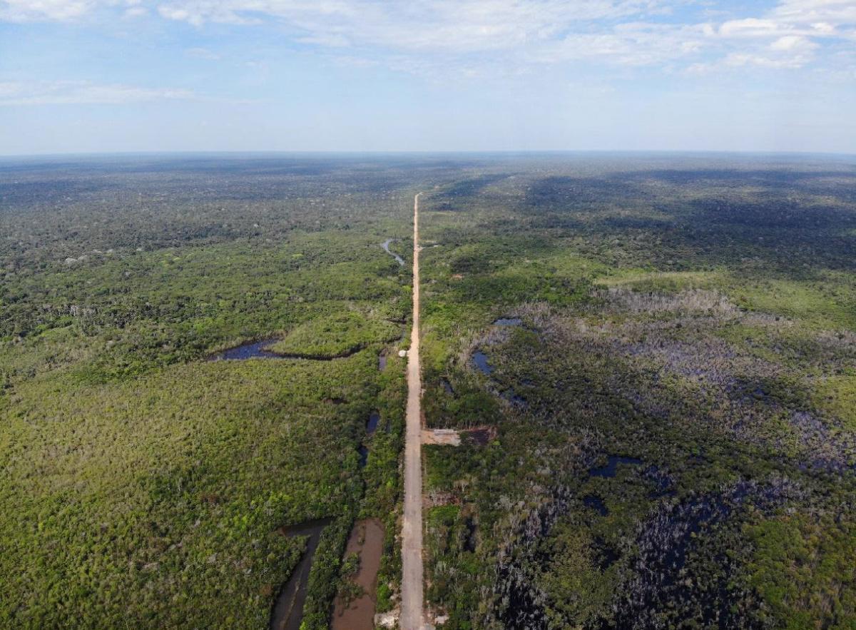 MCFA is supporting Wildlife Conservation Society’s efforts to create a network of protected areas in Brazil to minimize impacts caused by the re-pavement of BR319, a highway that connects Manaus with southern Brazil. Ariel照片亚马逊州巴西公路开发