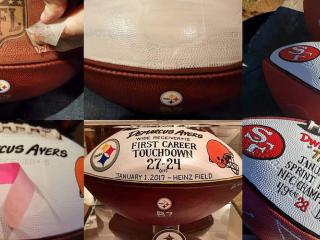 Joe Beland painted footballs.