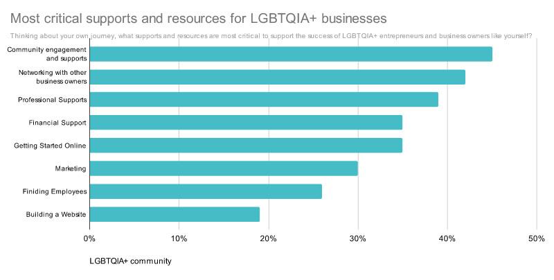 图表显示LGBTQIA+企业最关键支持和资源