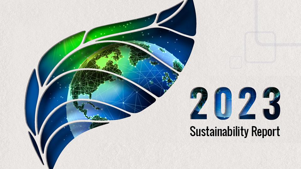 利乐科技2023年可持续发展报告的封金博宝怎么注册面是一个程式化的全球框架内一片叶子的断路
