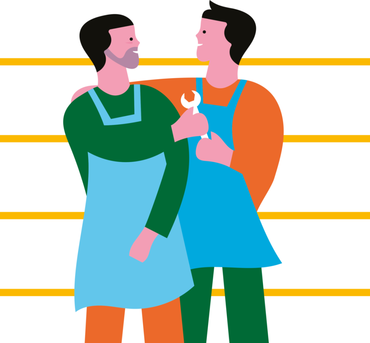 抽象画二人握手 并互笑